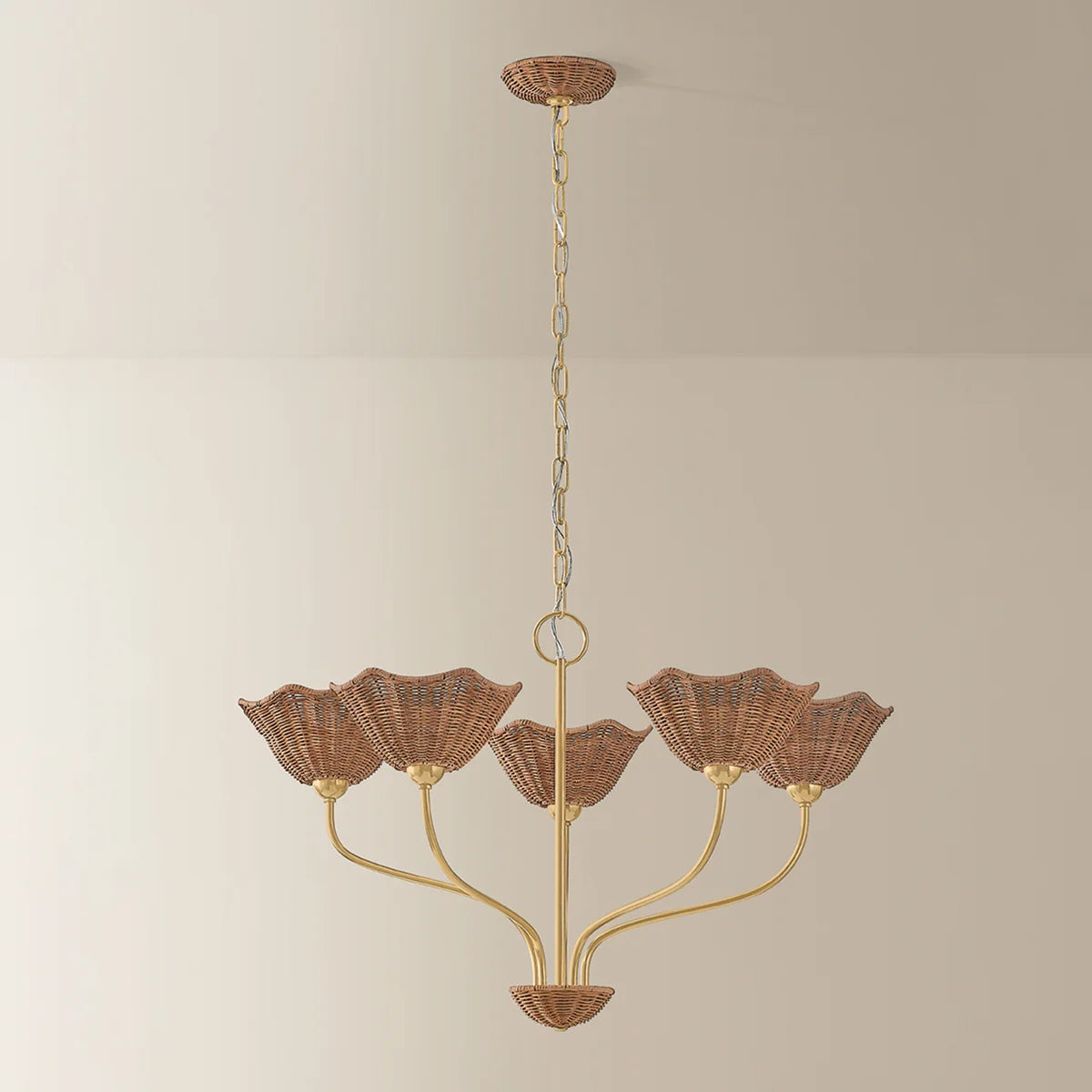 Kendra Floral Wicker Chandelier Large