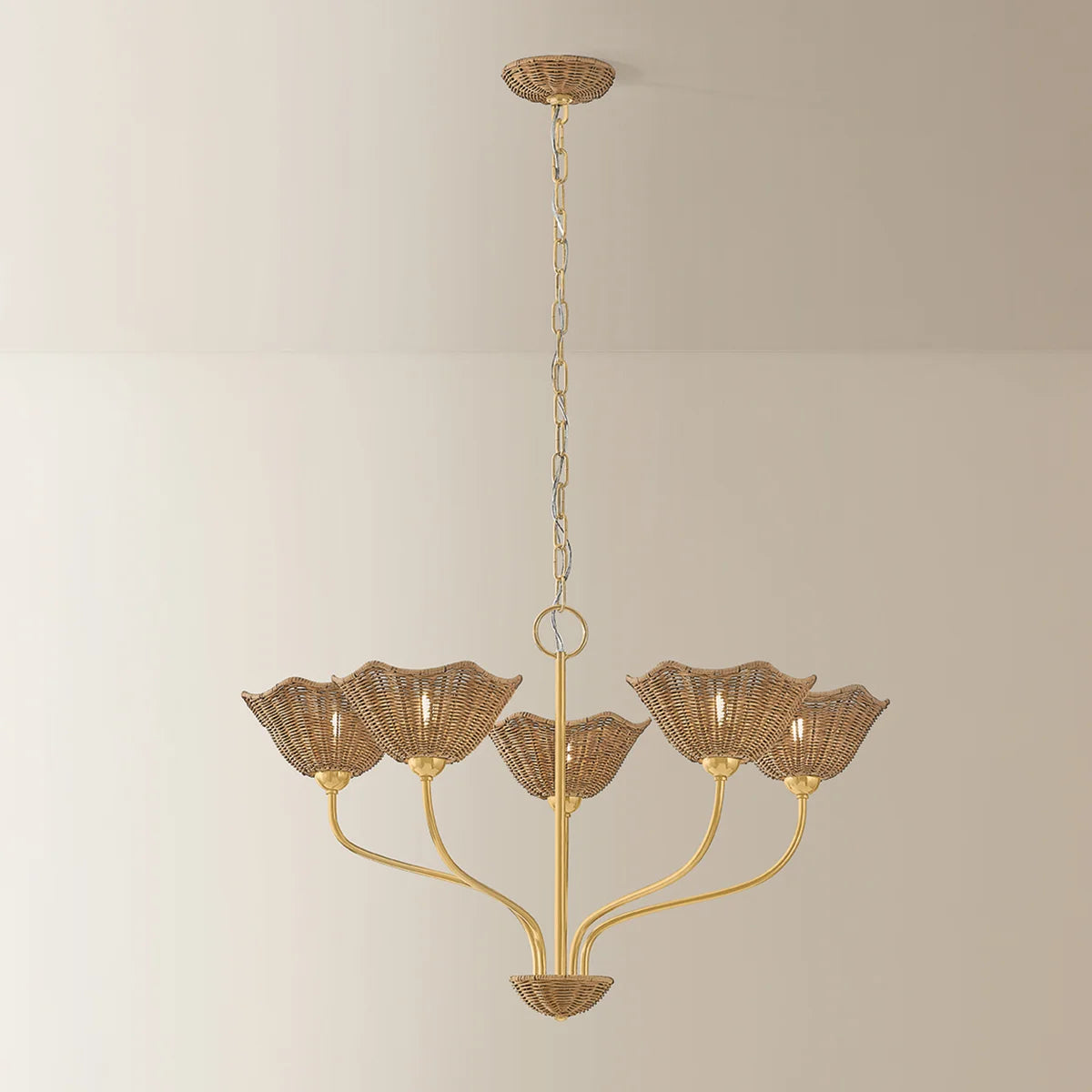 Kendra Floral Wicker Chandelier Large