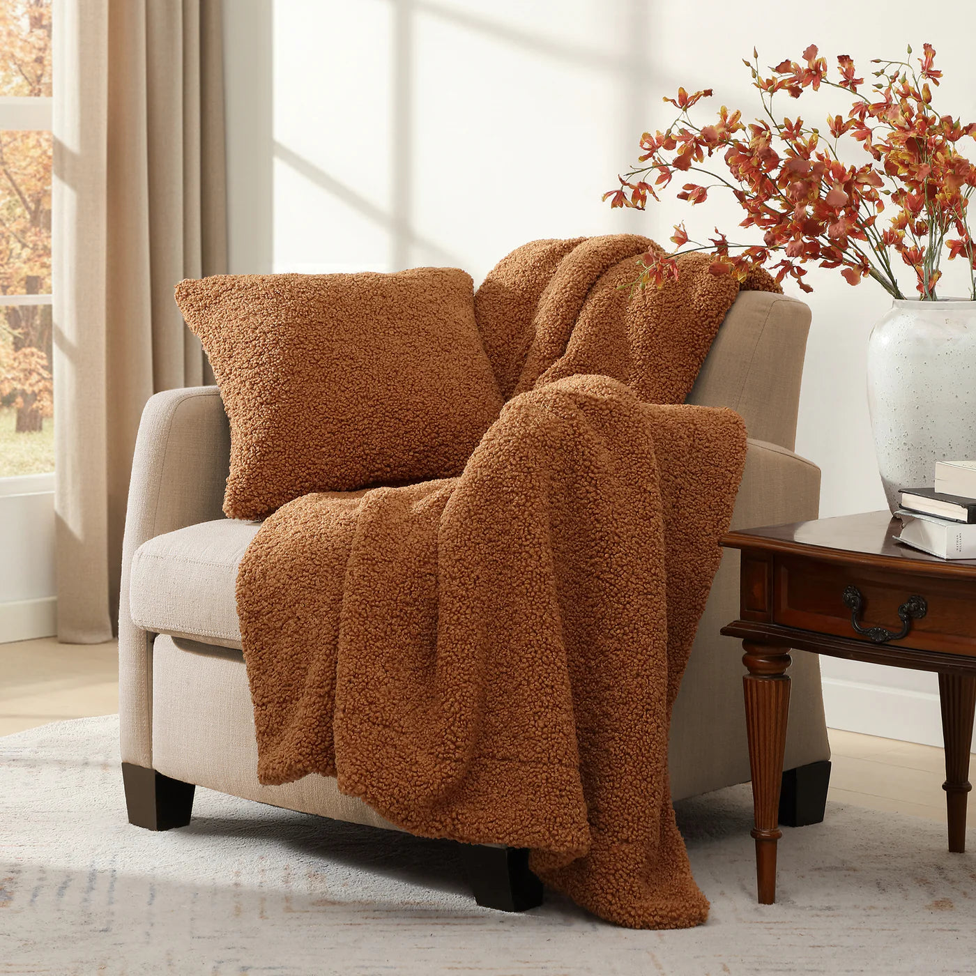 Teddy Bear Boucle Throw Terracotta