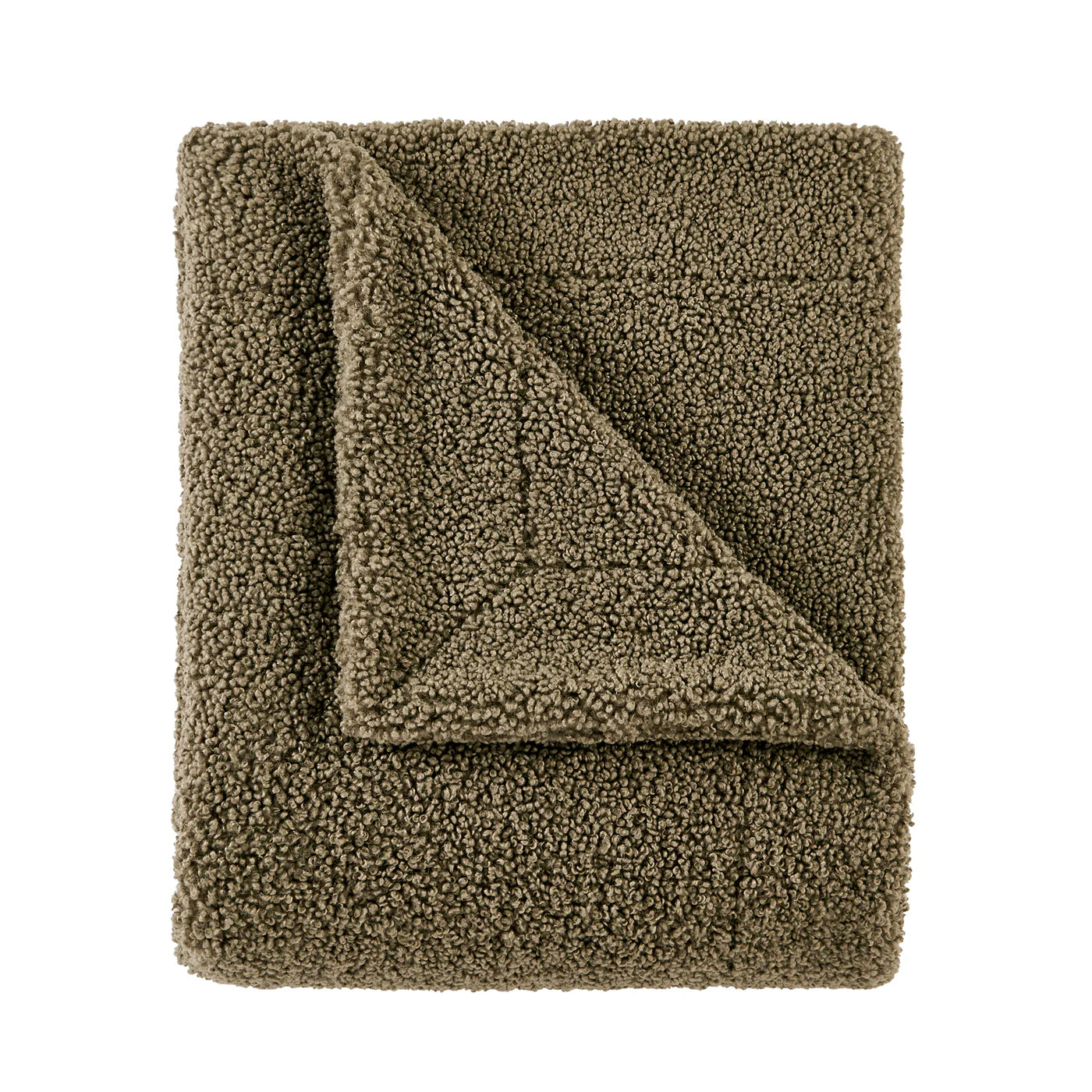 Teddy Bear Boucle Throw Dark Oak Green