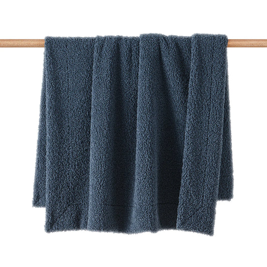 Teddy Bear Boucle Throw Navy