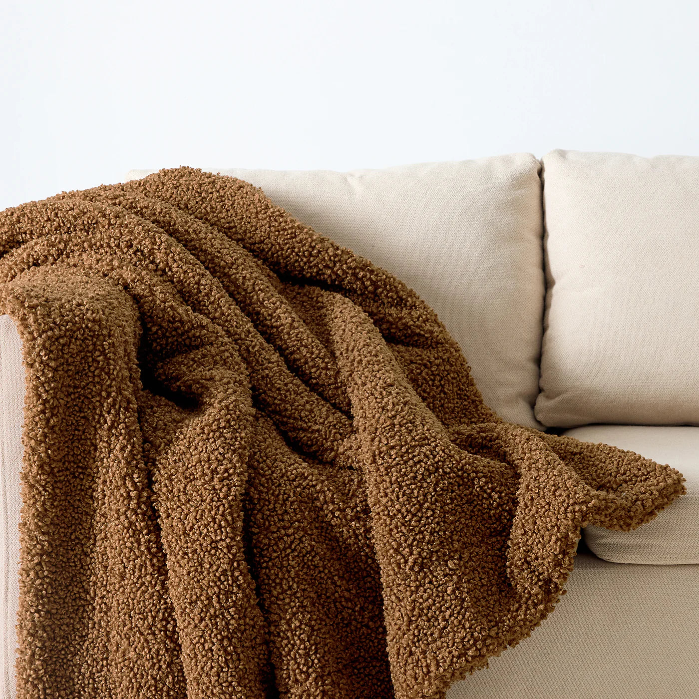Teddy Bear Boucle Throw Brown