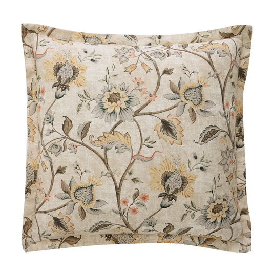 Botanical Bloom Flax Washed Linen Euro Sham