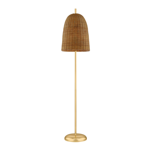 Betsy Woven Wicker Brass Floor Lamp
