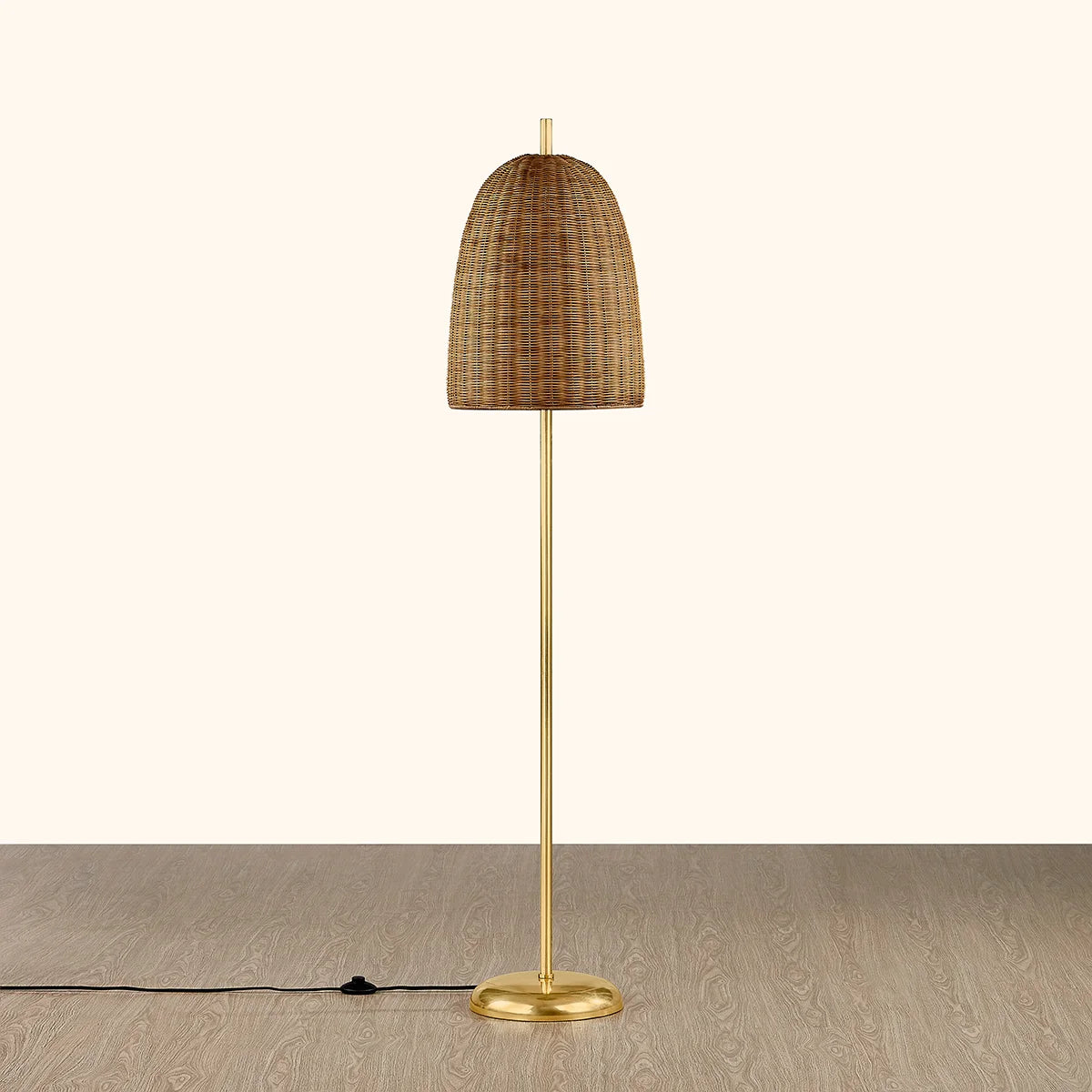 Betsy Woven Wicker Brass Floor Lamp