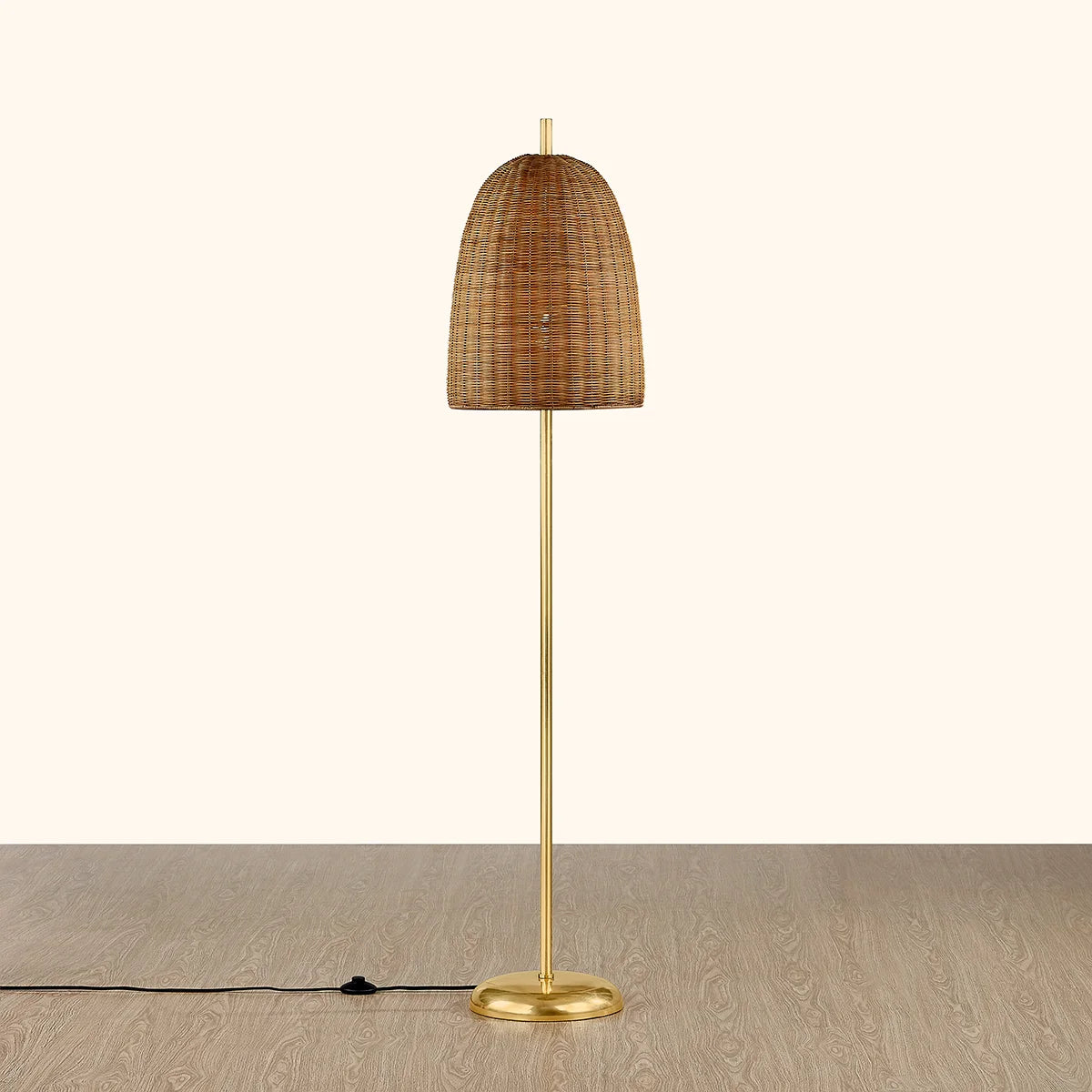 Betsy Woven Wicker Brass Floor Lamp