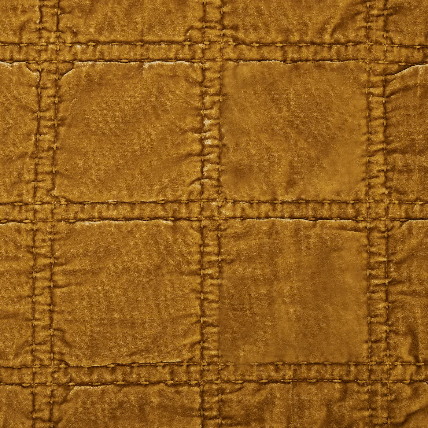 Sienna Faux Silk Velvet Double Box Stitch Throw Saffron