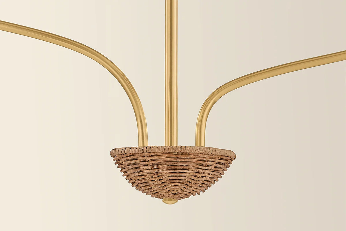 Kendra Floral Wicker Chandelier Small