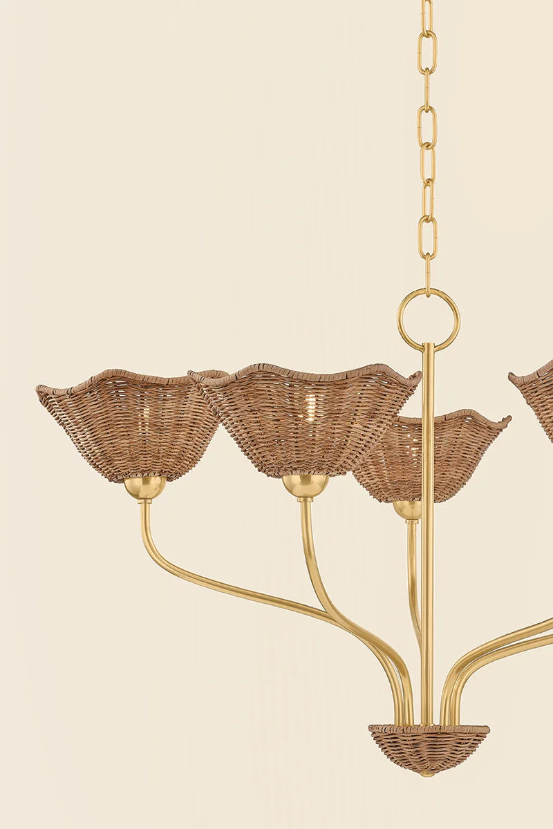 Kendra Floral Wicker Chandelier Large