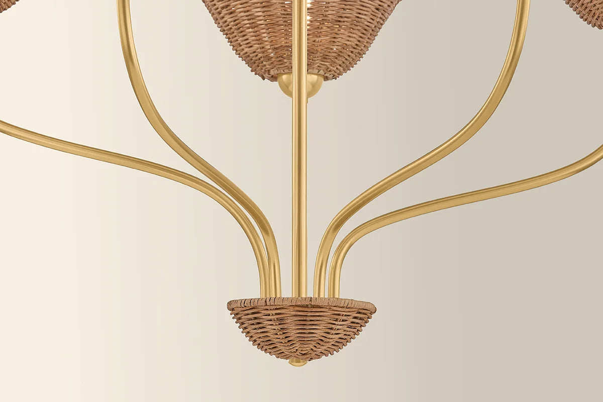 Kendra Floral Wicker Chandelier Large