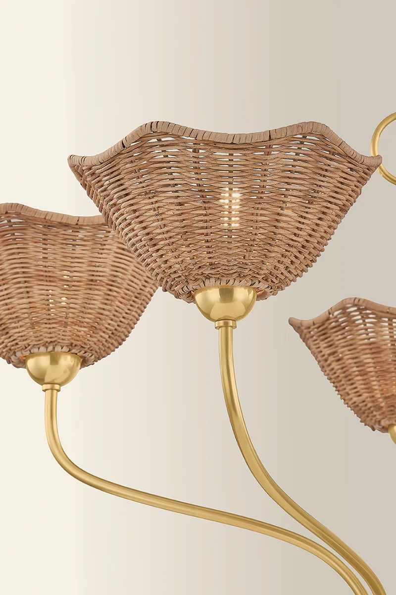 Kendra Floral Wicker Chandelier Large