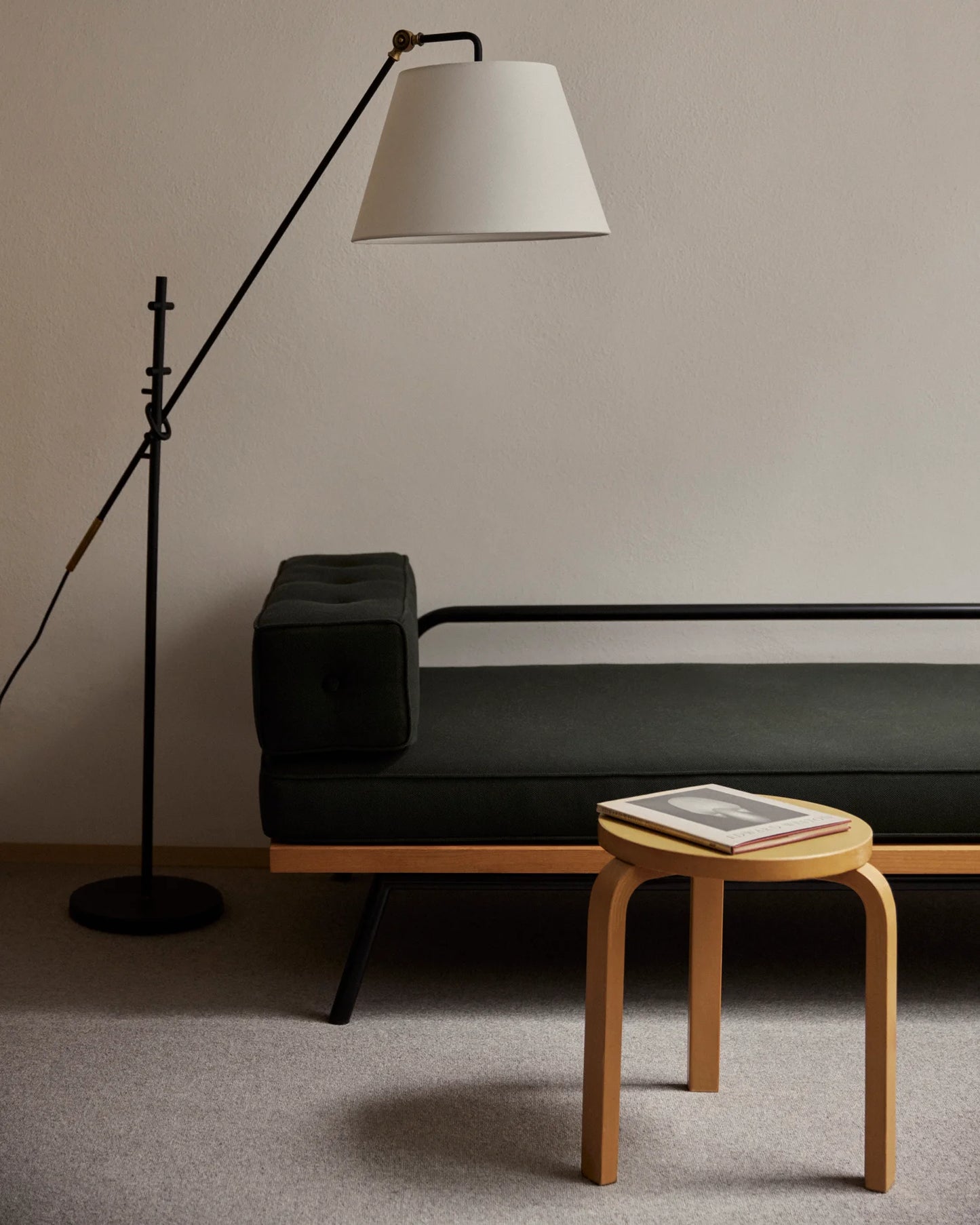 Beatrice Drum Shade Black and Brass Floor Lamp