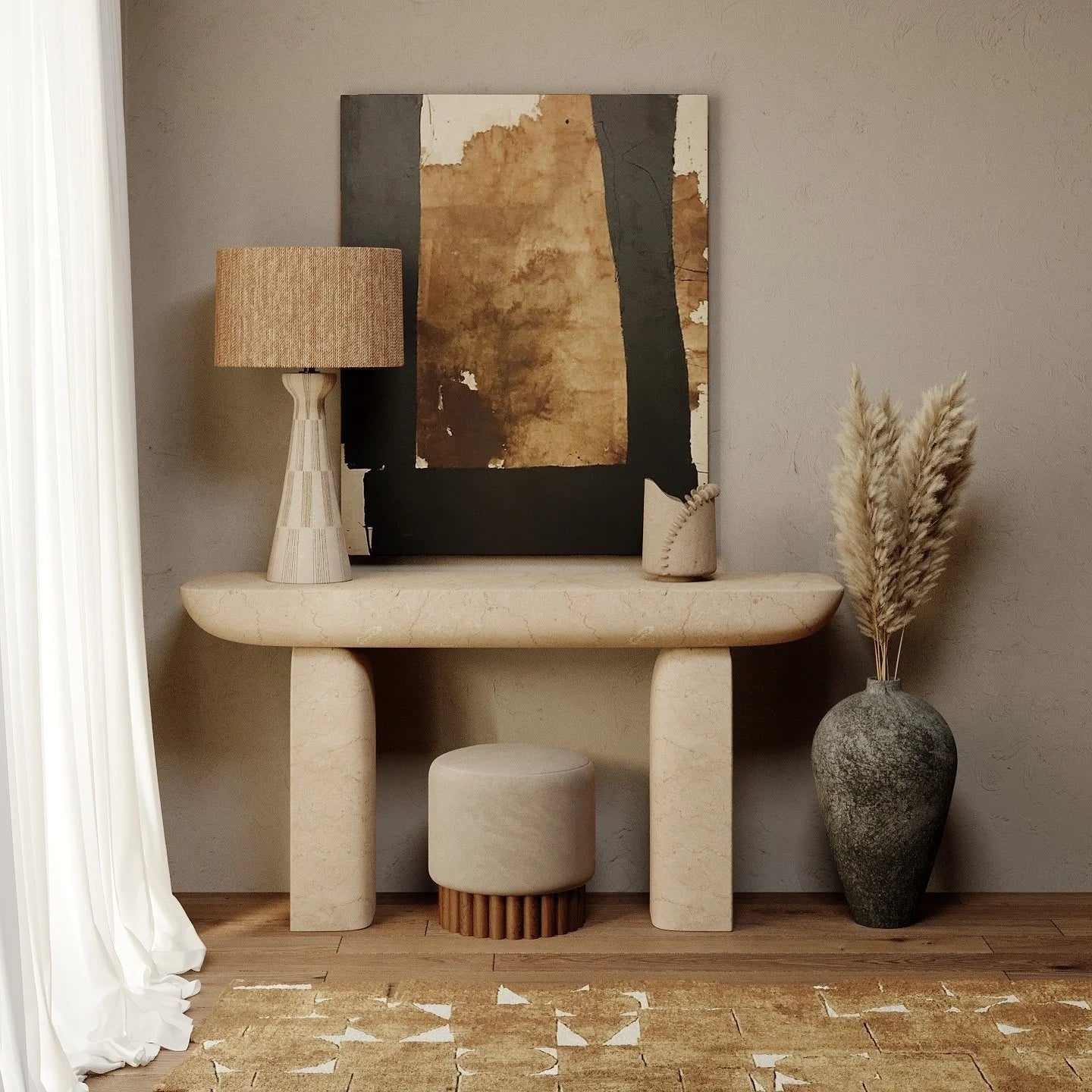 Sweet Palm Rattan Checkered Table Lamp