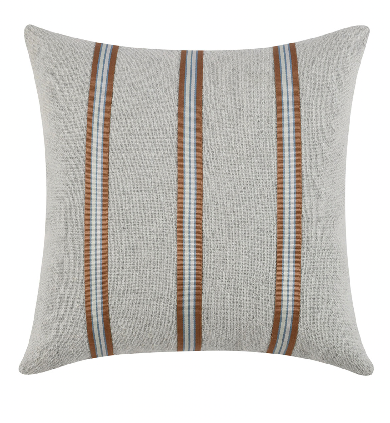 Brown + Green Striped Belgian Linen Pillow - Set of Two
