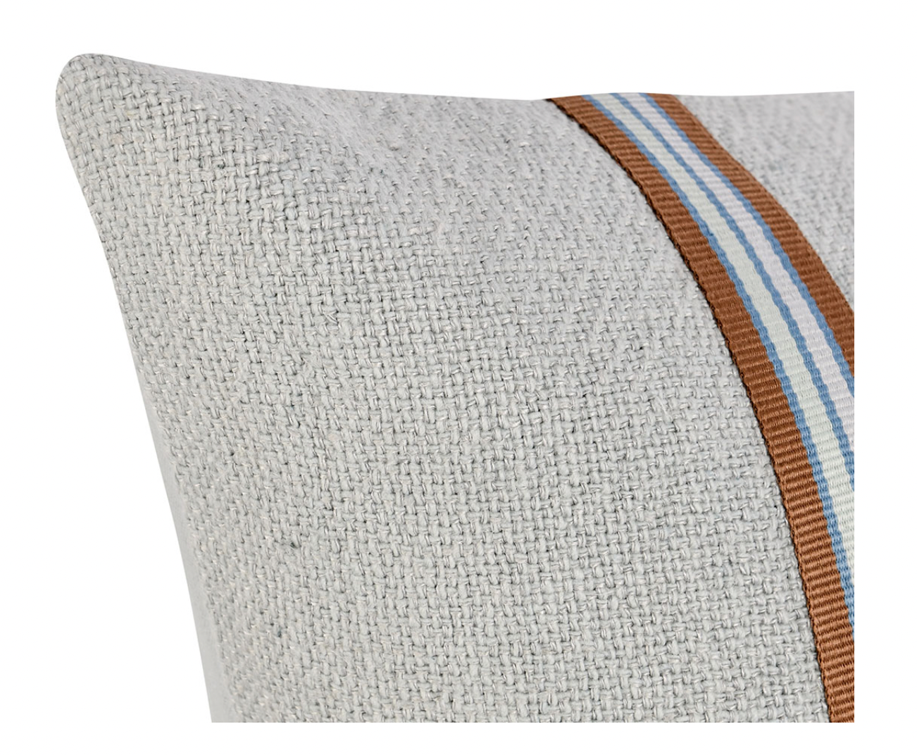Brown + Green Striped Belgian Linen Pillow - Set of Two