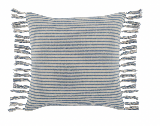 The Casa Laguna Blue Striped Linen Pillow - Set of Two