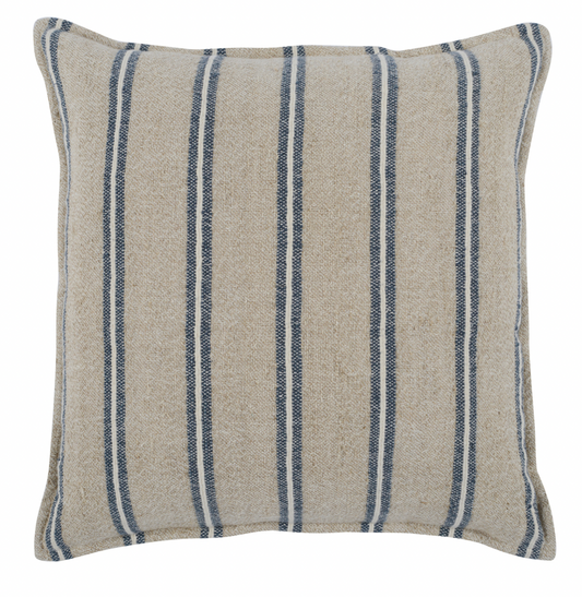 Striped Natural/Blue Pillow - Set of Two
