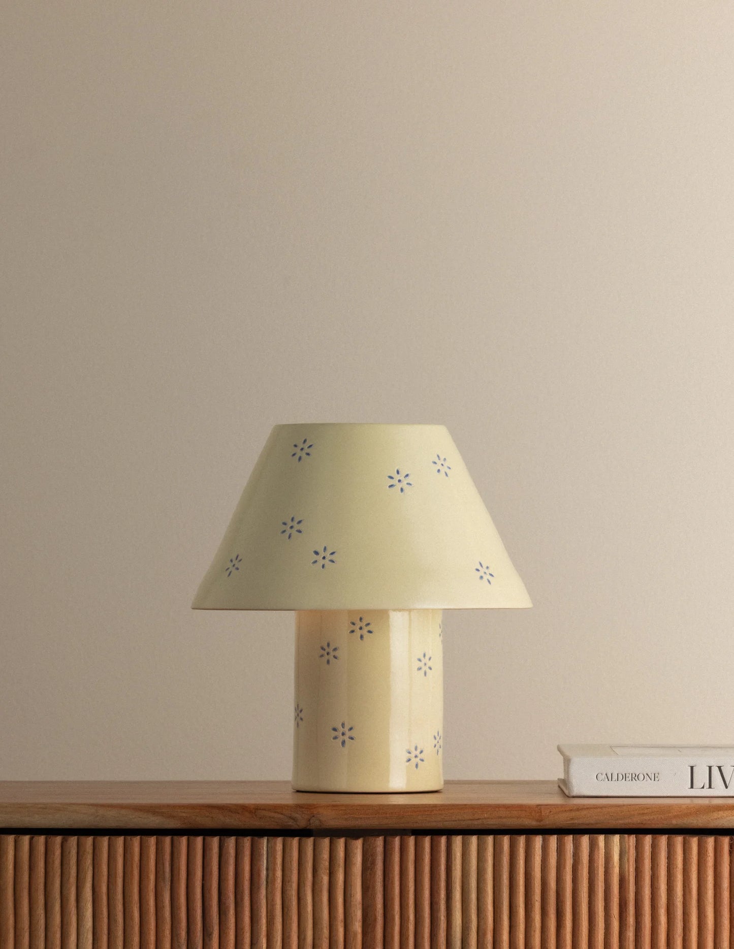 Butter Yellow Blossom Rechargeable Ceramic Table Lamp