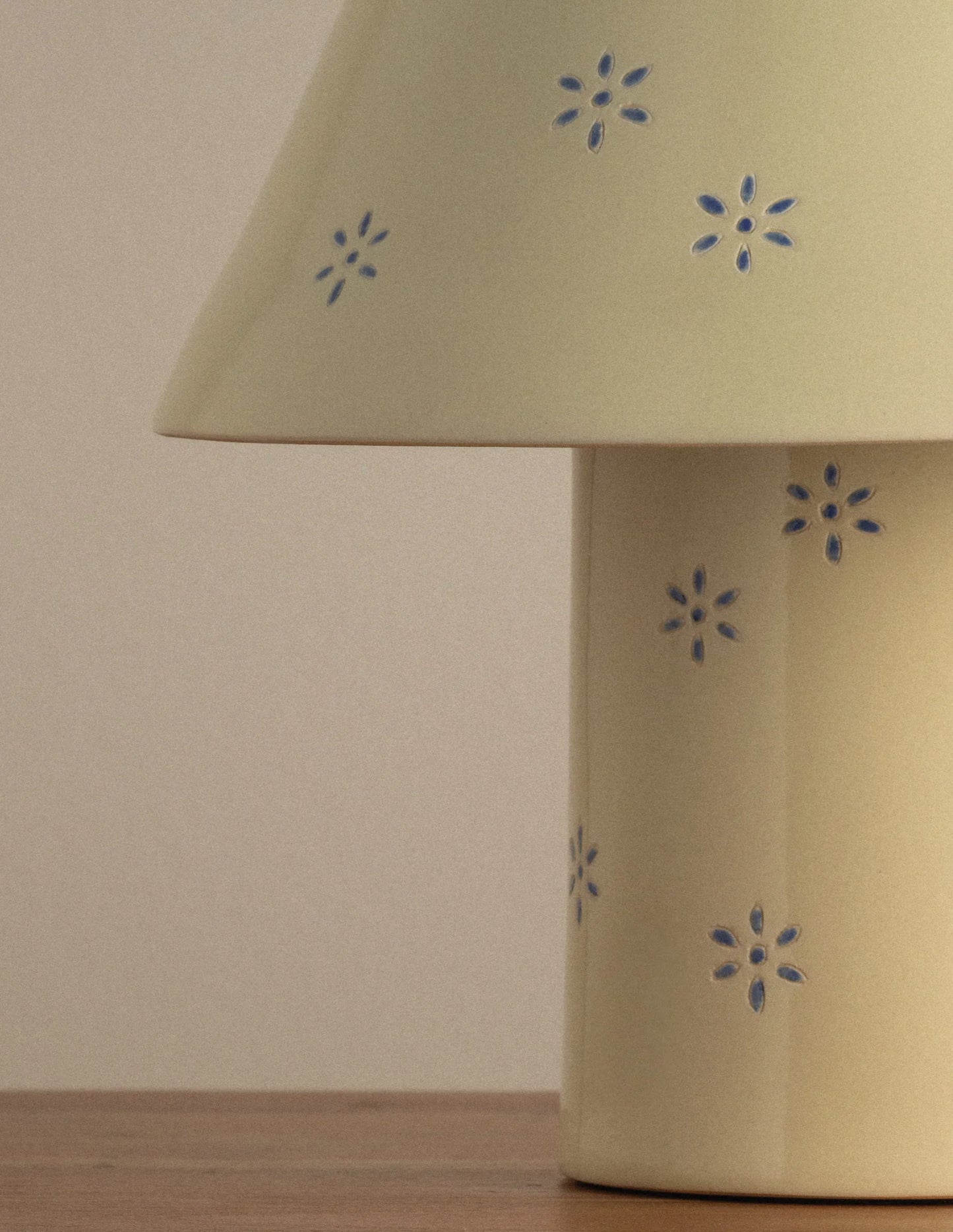 Butter Yellow Blossom Rechargeable Ceramic Table Lamp
