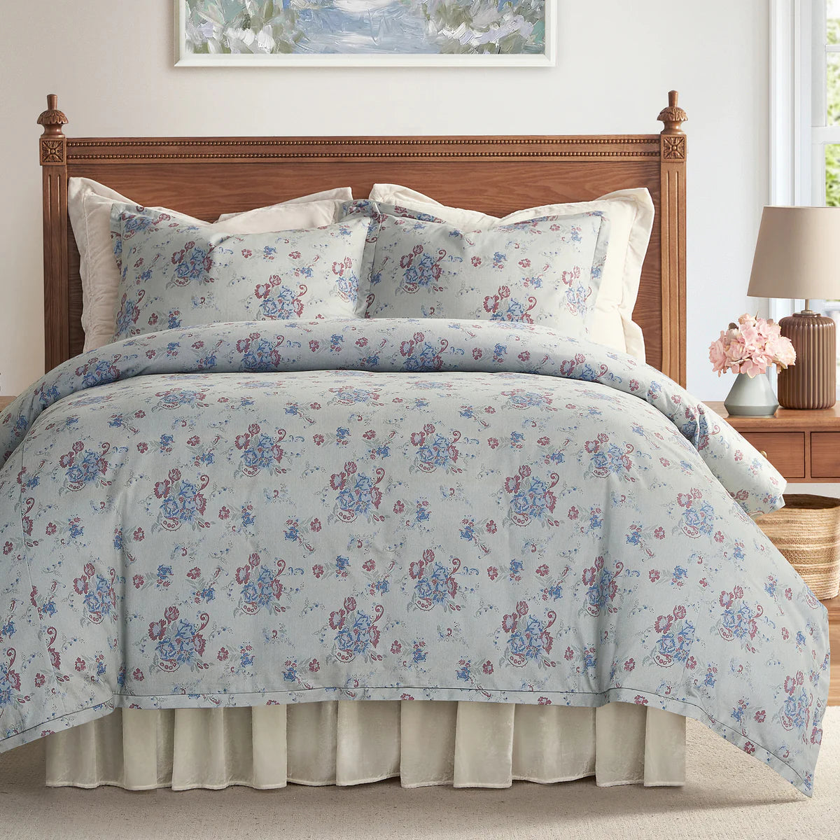 Rosalinda Floral Washed Denim Bedding Set