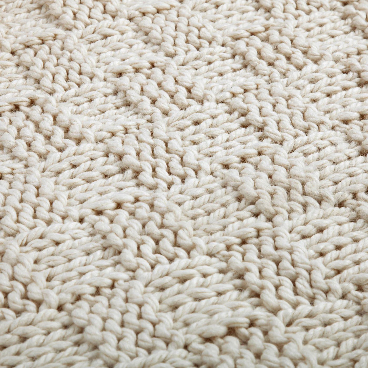 Savannah Chess Knit Throw Natural Cream
