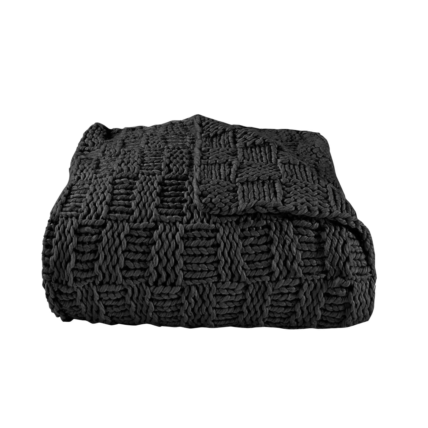 Savannah Chess Knit Throw Black