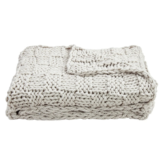Savannah Chess Knit Throw Gray