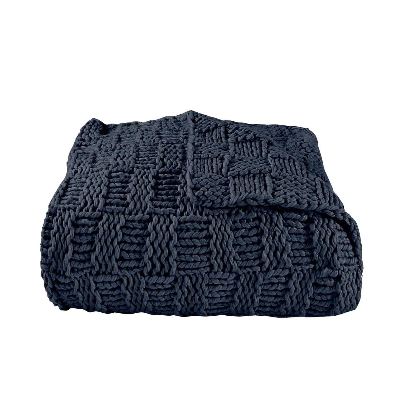 Savannah Chess Knit Throw Navy