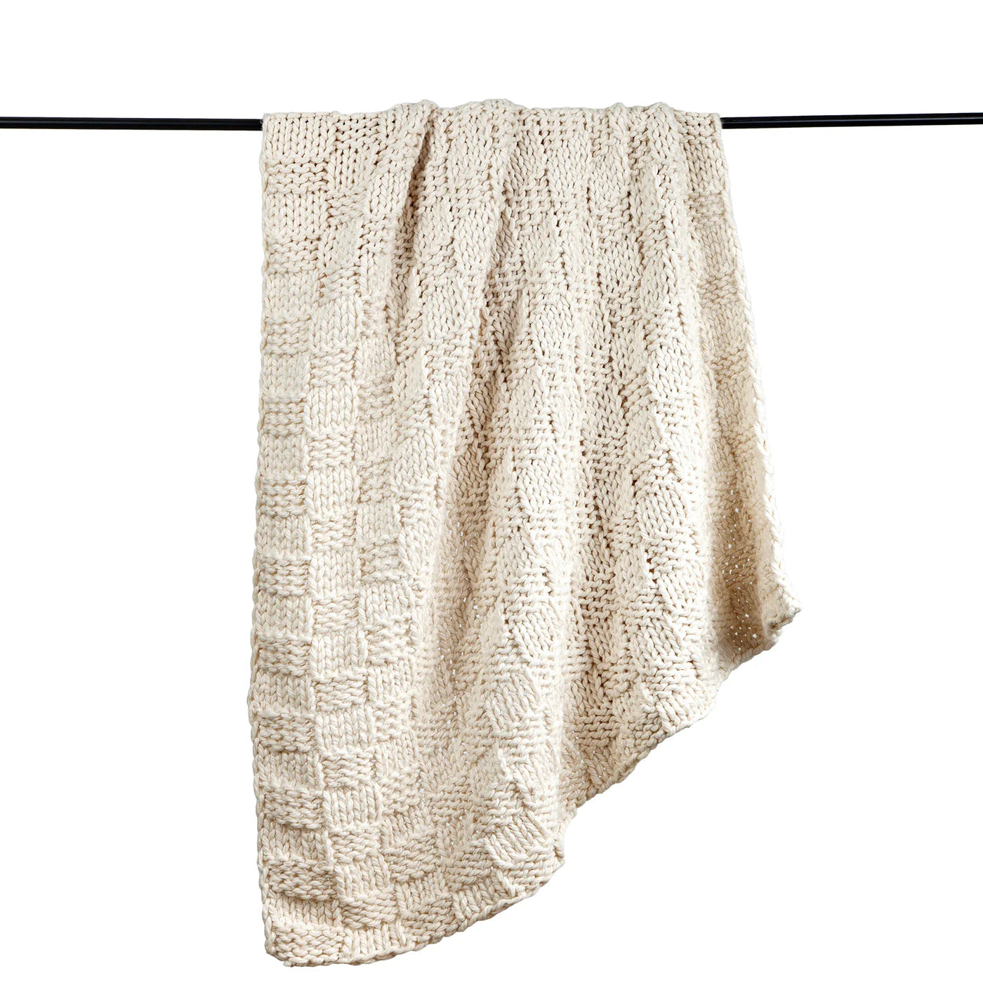Savannah Chess Knit Throw Natural Cream