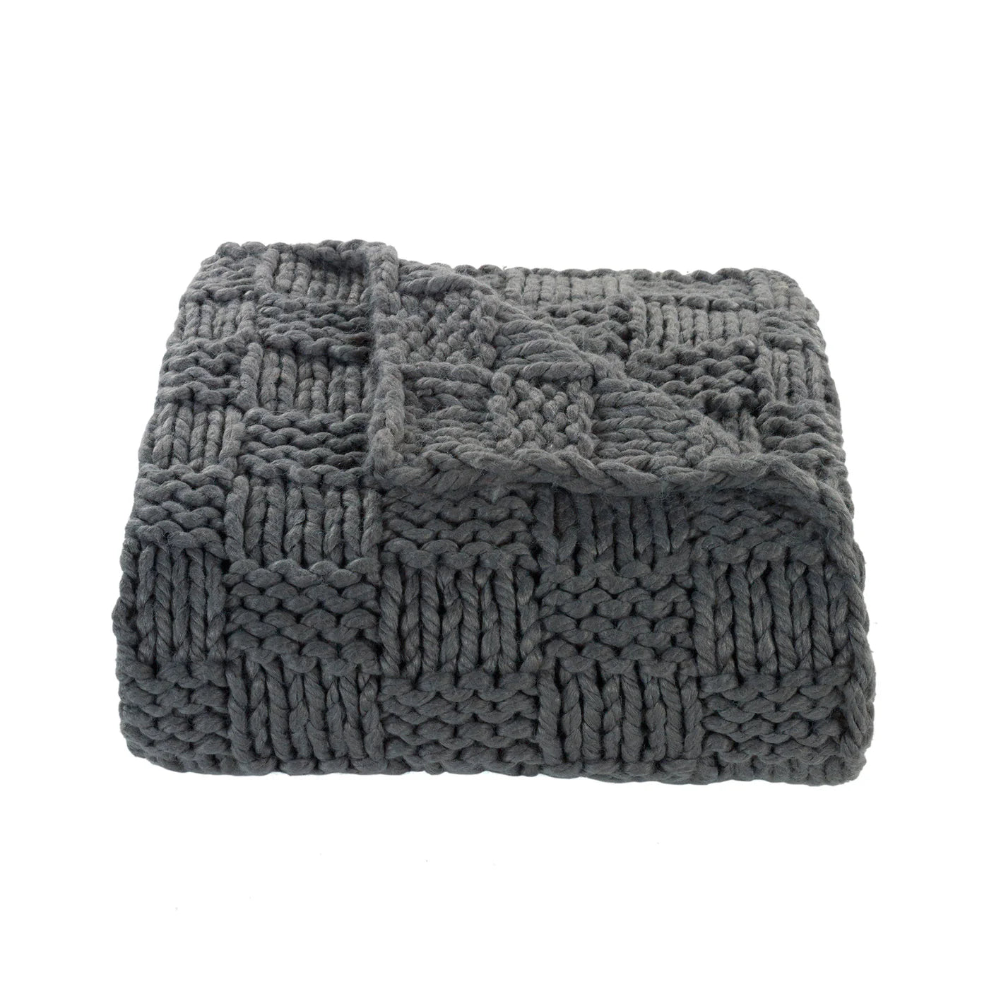 Savannah Chess Knit Throw Slate