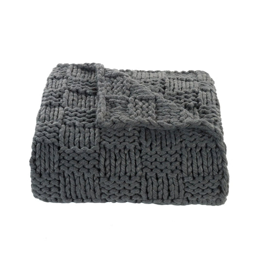 Savannah Chess Knit Throw Slate