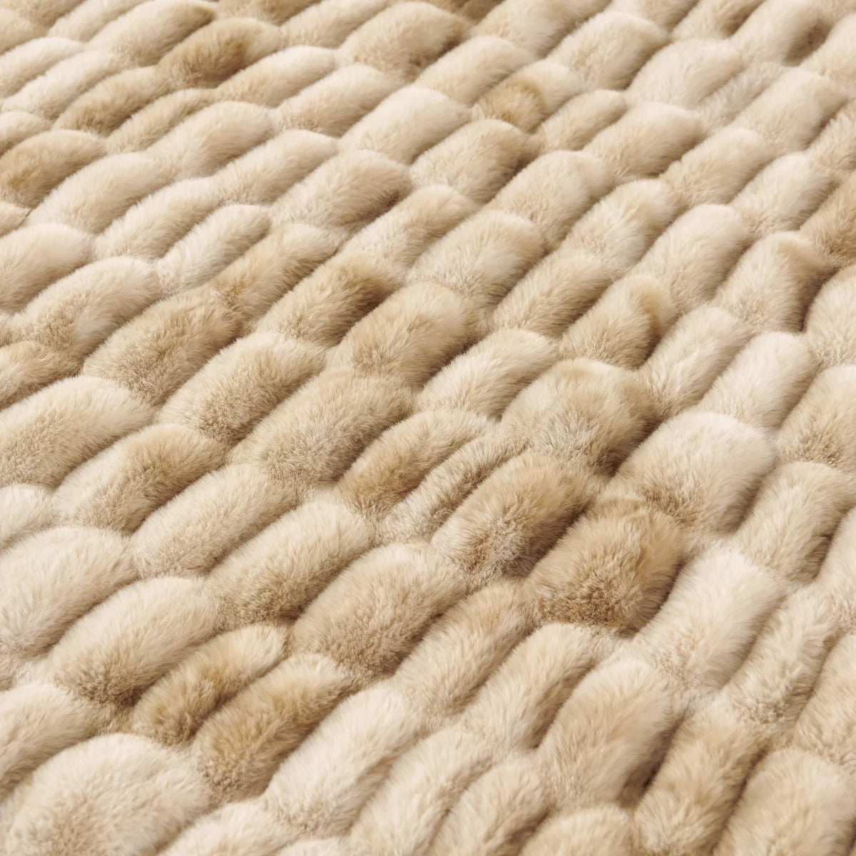 Plush Ruched Double-Sided Throw Cream