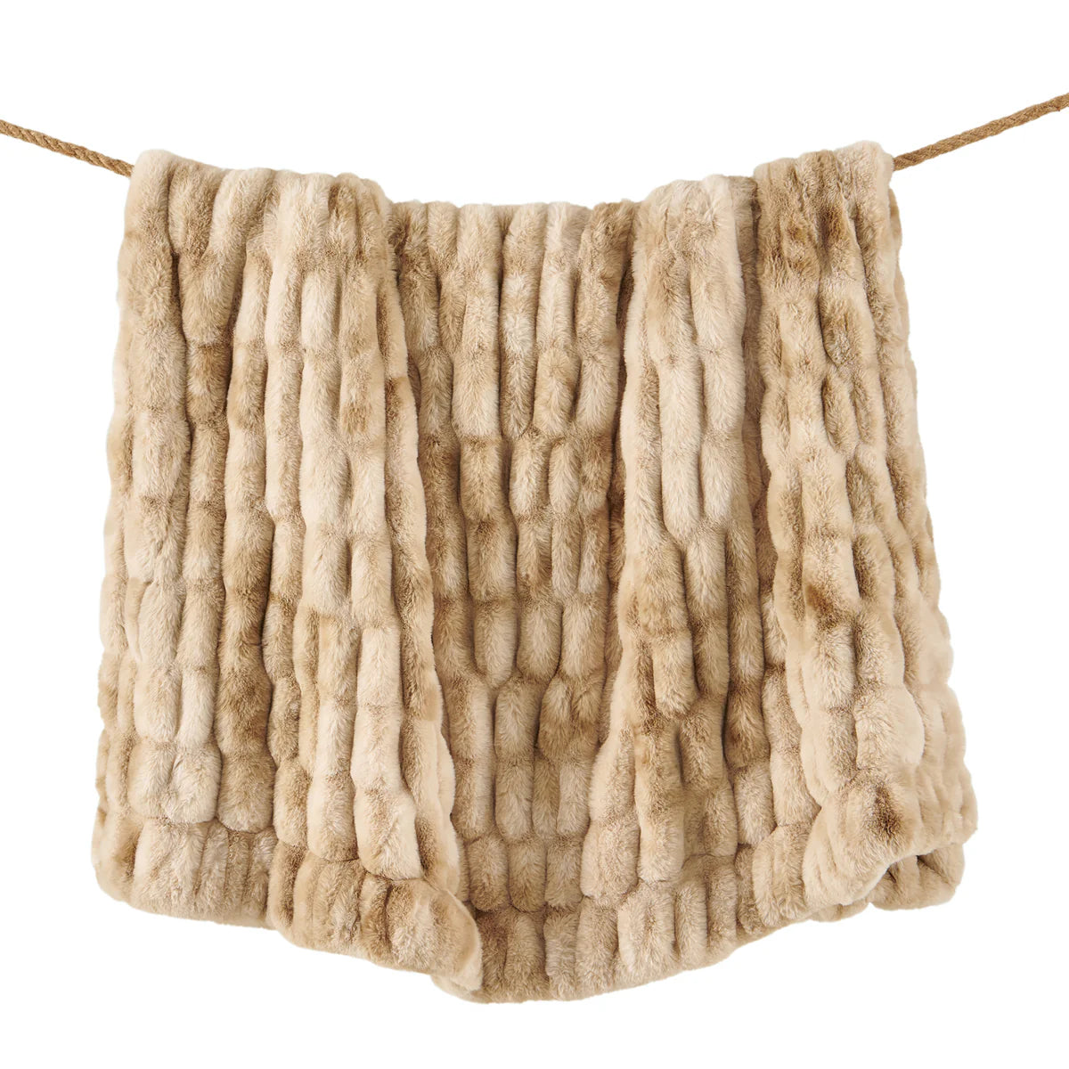 Plush Ruched Double-Sided Throw Cream