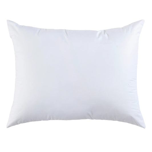 Down alternative pillow insert with 100% cotton shell, available in soft and firm options in standard and king sizes